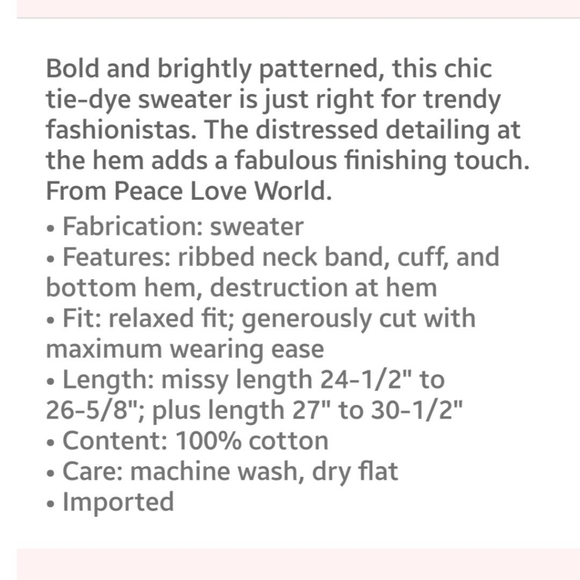 #005 Peace Love World Gem Tie-Dye Sweater - Picture 2 of 11